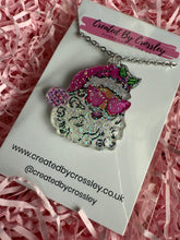 Load image into Gallery viewer, Pink Glitter Santa Charm Necklace
