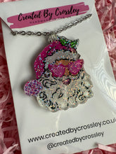 Load image into Gallery viewer, Pink Glitter Santa Charm Necklace

