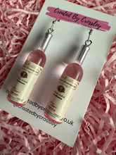 Load image into Gallery viewer, Pink Wine Bottle Charm Earrings
