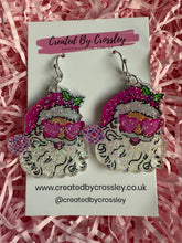Load image into Gallery viewer, Pink Glitter Santa Charm Earrings

