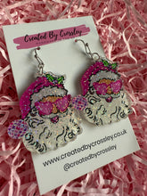 Load image into Gallery viewer, Pink Glitter Santa Charm Earrings
