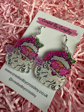 Load image into Gallery viewer, Pink Glitter Santa Charm Earrings
