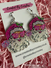 Load image into Gallery viewer, Pink Glitter Santa Charm Earrings
