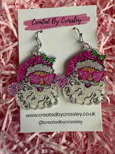 Load image into Gallery viewer, Pink Glitter Santa Charm Earrings
