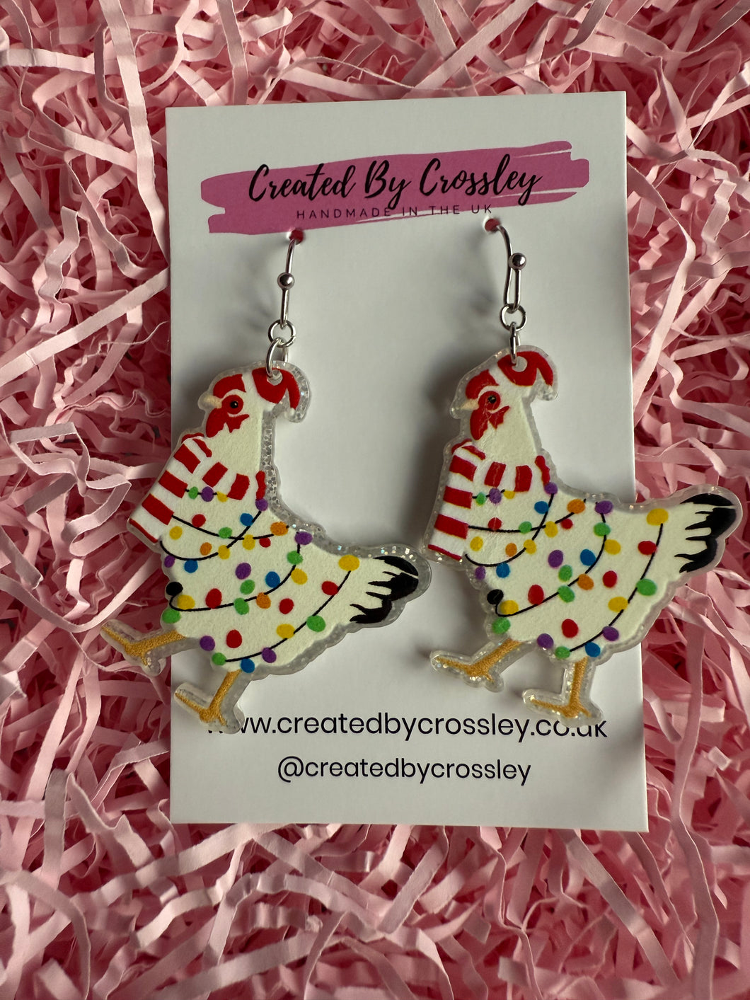 Christmas Chicken Charm Earrings