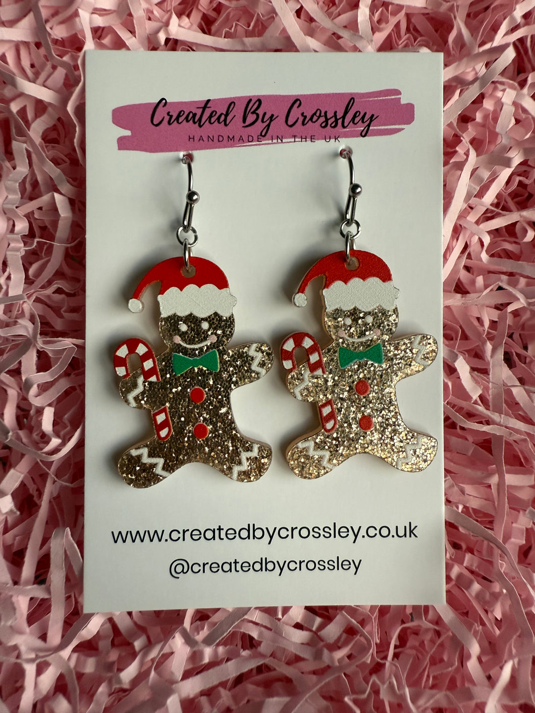 Glitter Gingerbread Charm Earrings