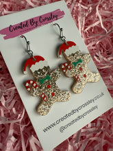 Load image into Gallery viewer, Glitter Gingerbread Charm Earrings
