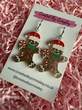 Load image into Gallery viewer, Glitter Gingerbread Charm Earrings
