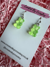 Load image into Gallery viewer, Green Gummy Bear Charm Earrings
