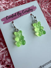 Load image into Gallery viewer, Green Gummy Bear Charm Earrings
