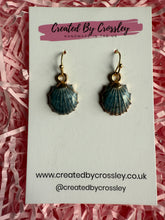 Load image into Gallery viewer, Blue Shell Charm Earrings
