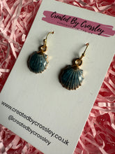 Load image into Gallery viewer, Blue Shell Charm Earrings
