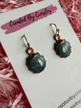 Load image into Gallery viewer, Blue Shell Charm Earrings
