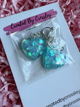 Load image into Gallery viewer, Blue Heart Clip On Earrings
