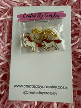 Load image into Gallery viewer, Red Unicorn Clip On Earrings
