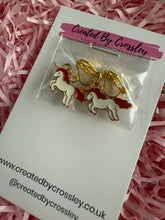 Load image into Gallery viewer, Red Unicorn Clip On Earrings
