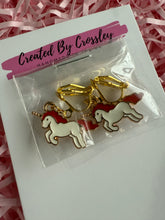 Load image into Gallery viewer, Red Unicorn Clip On Earrings
