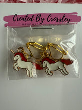 Load image into Gallery viewer, Red Unicorn Clip On Earrings
