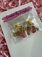 Load image into Gallery viewer, Pink Treble Clef Clip On Earrings
