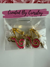 Load image into Gallery viewer, Pink Treble Clef Clip On Earrings
