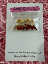 Load image into Gallery viewer, Red Lightning Clip On Earrings
