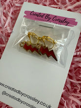 Load image into Gallery viewer, Red Lightning Clip On Earrings
