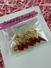 Load image into Gallery viewer, Red Lightning Clip On Earrings

