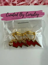 Load image into Gallery viewer, Red Lightning Clip On Earrings
