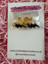 Load image into Gallery viewer, Black Lightning Bolt Clip On Earrings
