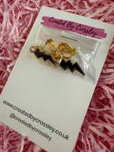 Load image into Gallery viewer, Black Lightning Bolt Clip On Earrings
