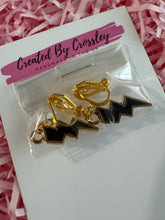 Load image into Gallery viewer, Black Lightning Bolt Clip On Earrings
