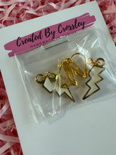 Load image into Gallery viewer, White Lightning Bolt Clip On Earrings
