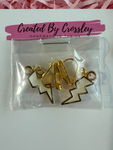 Load image into Gallery viewer, White Lightning Bolt Clip On Earrings
