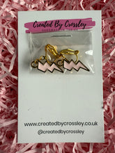 Load image into Gallery viewer, Pink Lightning Bolt Clip On Earrings
