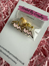 Load image into Gallery viewer, Pink Lightning Bolt Clip On Earrings
