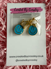 Load image into Gallery viewer, Blue Happy Face Clip On Earrings
