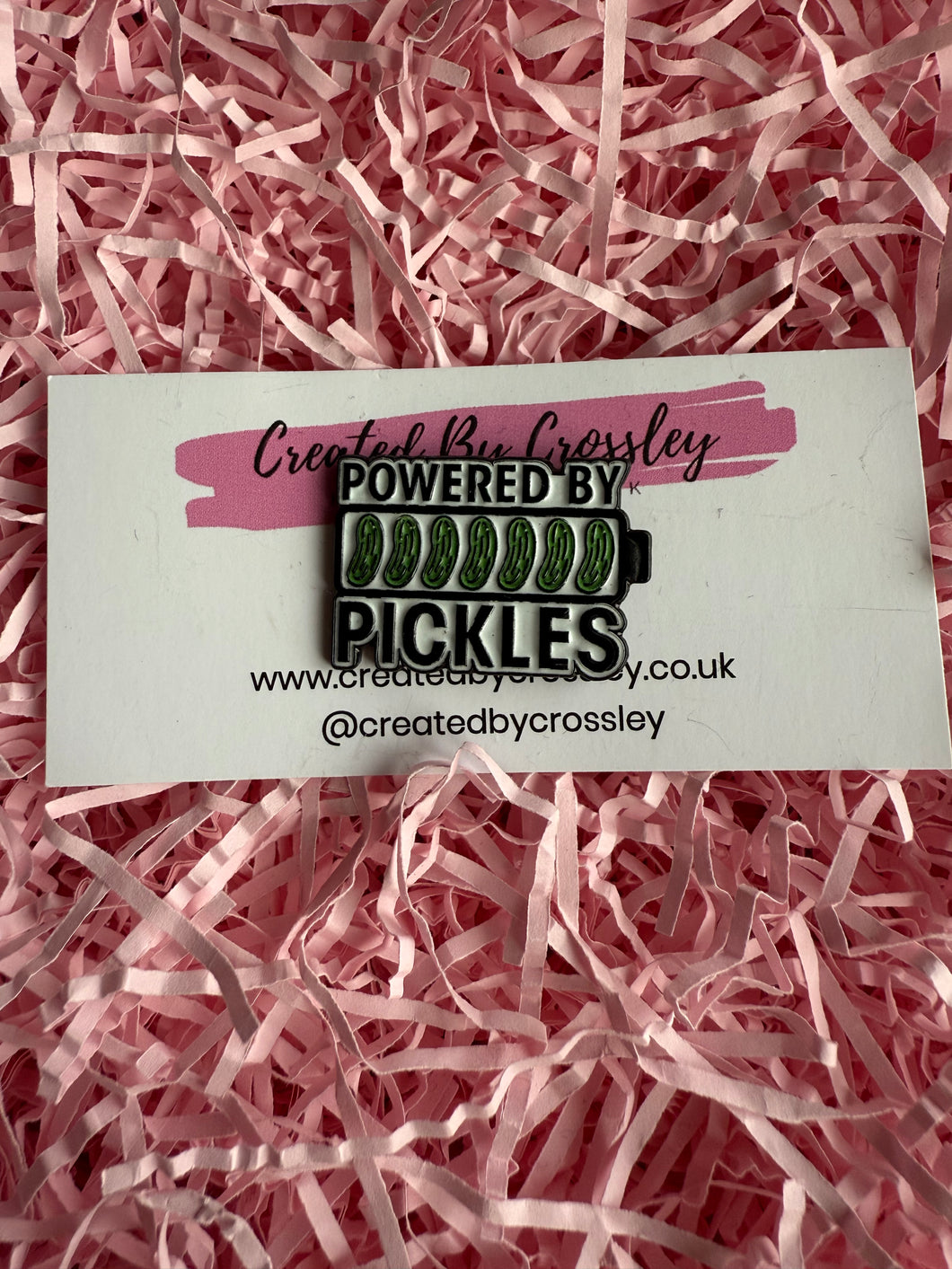 “Powered by pickles” Pin Badge