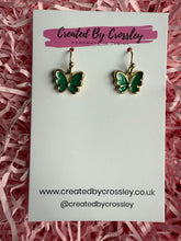 Load image into Gallery viewer, Mini Green Butterfly Charm Earrings
