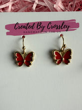 Load image into Gallery viewer, Mini Red Butterfly Charm Earrings
