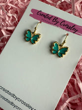 Load image into Gallery viewer, Mini Blue Butterfly Charm Earrings
