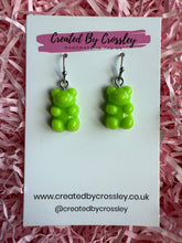 Load image into Gallery viewer, Green Gummy Bear Charm Earrings
