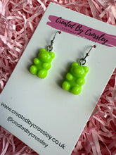Load image into Gallery viewer, Green Gummy Bear Charm Earrings

