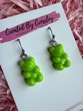 Load image into Gallery viewer, Green Gummy Bear Charm Earrings
