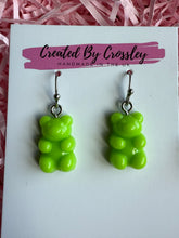 Load image into Gallery viewer, Green Gummy Bear Charm Earrings
