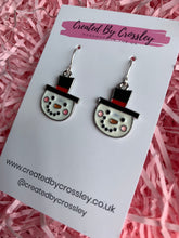 Load image into Gallery viewer, Smiling Snowman Charm Earrings
