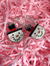 Load image into Gallery viewer, Smiling Snowman Clip On Earrings
