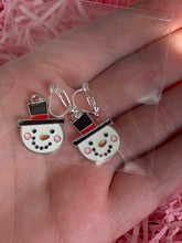 Load image into Gallery viewer, Smiling Snowman Clip On Earrings
