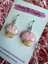 Load image into Gallery viewer, Pink Mushroom Charm Earrings
