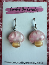 Load image into Gallery viewer, Pink Mushroom Charm Earrings
