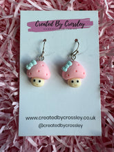 Load image into Gallery viewer, Pink Mushroom Charm Earrings
